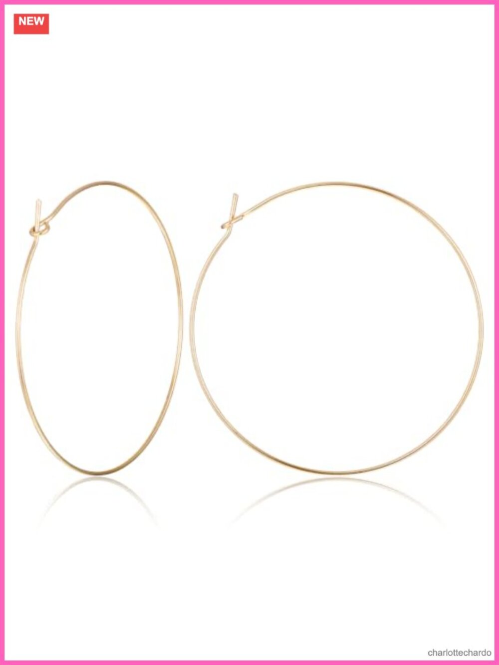 Large Thin Gold Hoop Earrings Stainless Steel 50mm Lightweight